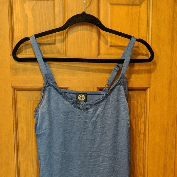 Bobeau Blue Mini lined Slip Dress with Spaghetti Straps - Picture 6 of 12